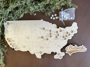 FLOATING BASEBALL BALLPARKS- Bucket List Travel Map, Ballpark Tracker