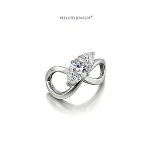 Platinum-Plated Moissanite Adjustable Ring, 2.0 Carat Total Weight — Brilliant Shine, Sparkling for Events, Sustainable Jewelry