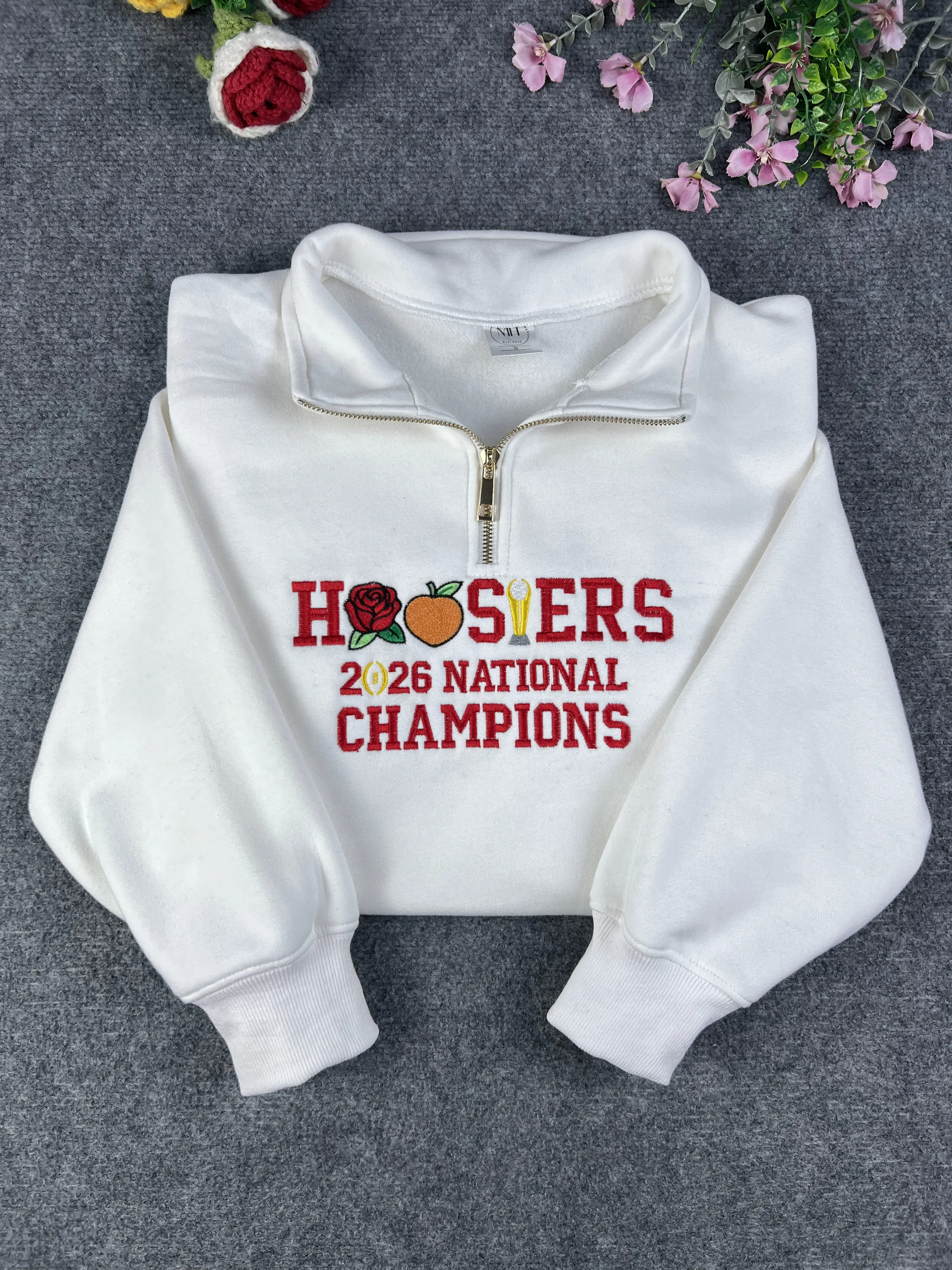 Hoosiers Rose and Peach Bowl Champs Sweatshirt, Champions 2026 Sweatshirt, Trendy Trophy Shirt, Hoosiers Football Fan Gift