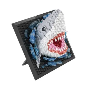 1800+pieces Puzzle Building Block Assembly 3D Shark Animal Hanging Picture Display Building Block Toy, Creative Building Block, Stem Building Blocks, Valentine's Day Gifts, Birthday Gifts