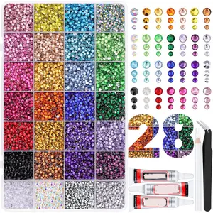 40-Color, 3mm "Jelly" Rhinestone Set — Flat-back Resin Rhinestones; Sparkling DIY Craft Kit (Includes Tools & Tweezers). Resin Gemstones suitable for Nail Art, Phone Case Decoration, and various Beauty Applications.