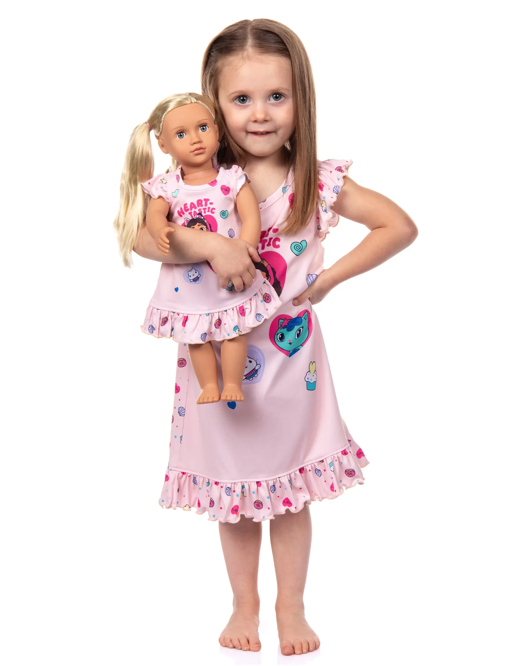 Gabby's Dollhouse Toddler Girls' Heart-Tastic Sleep Nightgown with Matching Doll Dress