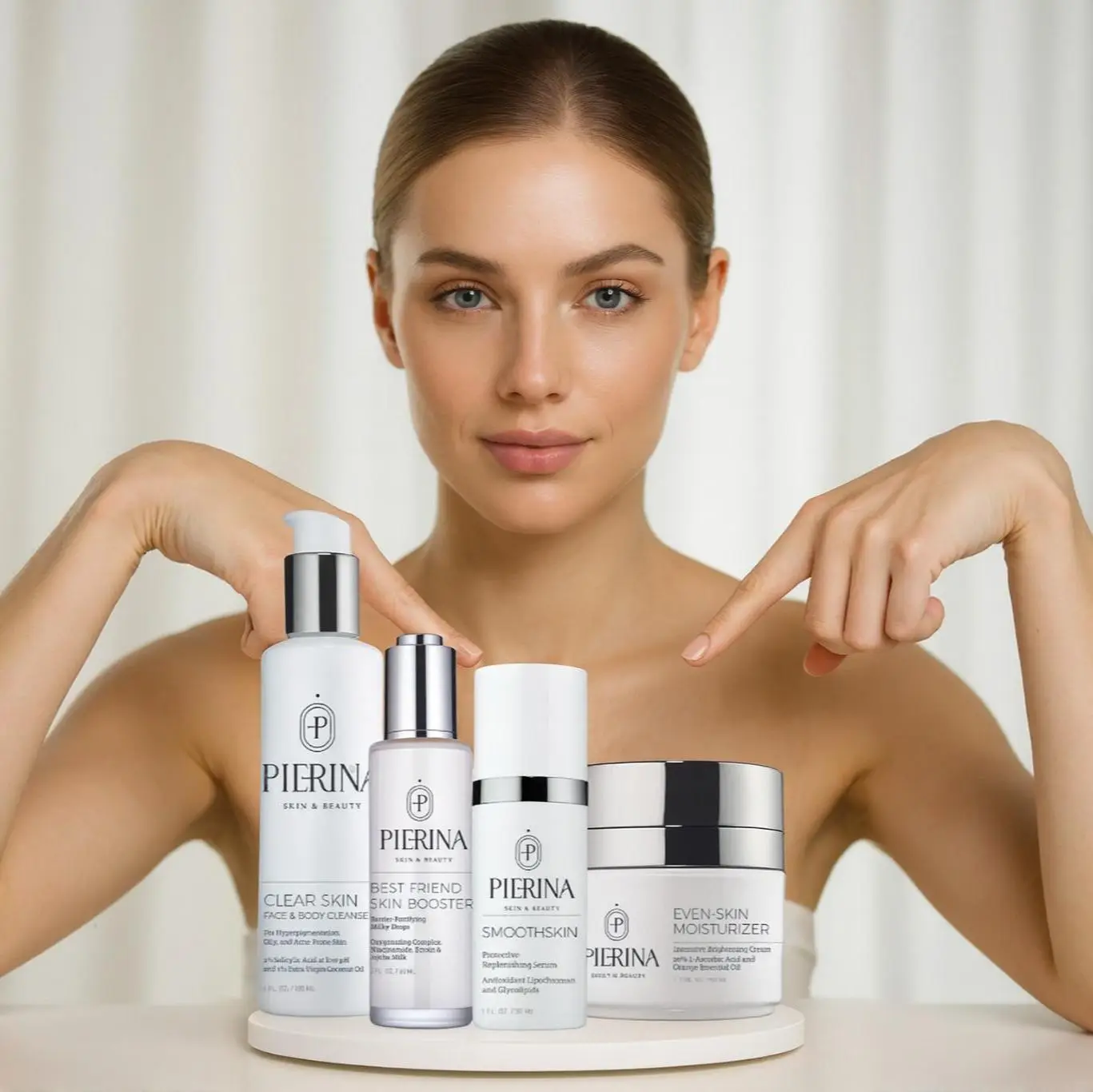 Antimelasma Even Skin System by Pierina - 4-Step Hyperpigmentation Brightening Kit with Salicylic Cleanser, Niacinamide Drops, SmoothSkin Serum & Even