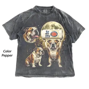 Vintage Bulldog #Millerr Lite Tee, Funny Bulldog Beer Graphic Shirt, Retro Moon Aesthetic Print, Irony Meme Animal Shirt, Menswear, Womenswear