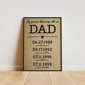 My Greatest Blessings Call Me Dad Print, Personalized Father’s Day Gift for Dad, Custom Kids Wall Decor, Sentimental Gift from Son or Daughter