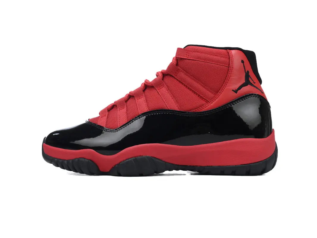 Men Retro High Top Street Sneakers, Black Patent Leather Red Upper Hip Hop Fashion Shoes, Non Slip Durable Daily Outdoor Trainer