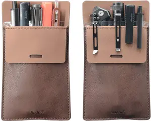 Pocket Protector, Leather Pen Pouch Holder Organizer, for Shirts Lab Coats, Hold 5 Pens