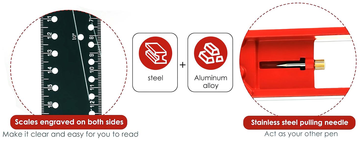 Adjustable 10-90° Multi Angle Measuring Ruler, Combination Framing Carpenter Square, L Shape Ruler for Precise Measuring, Woodworking and Drawing