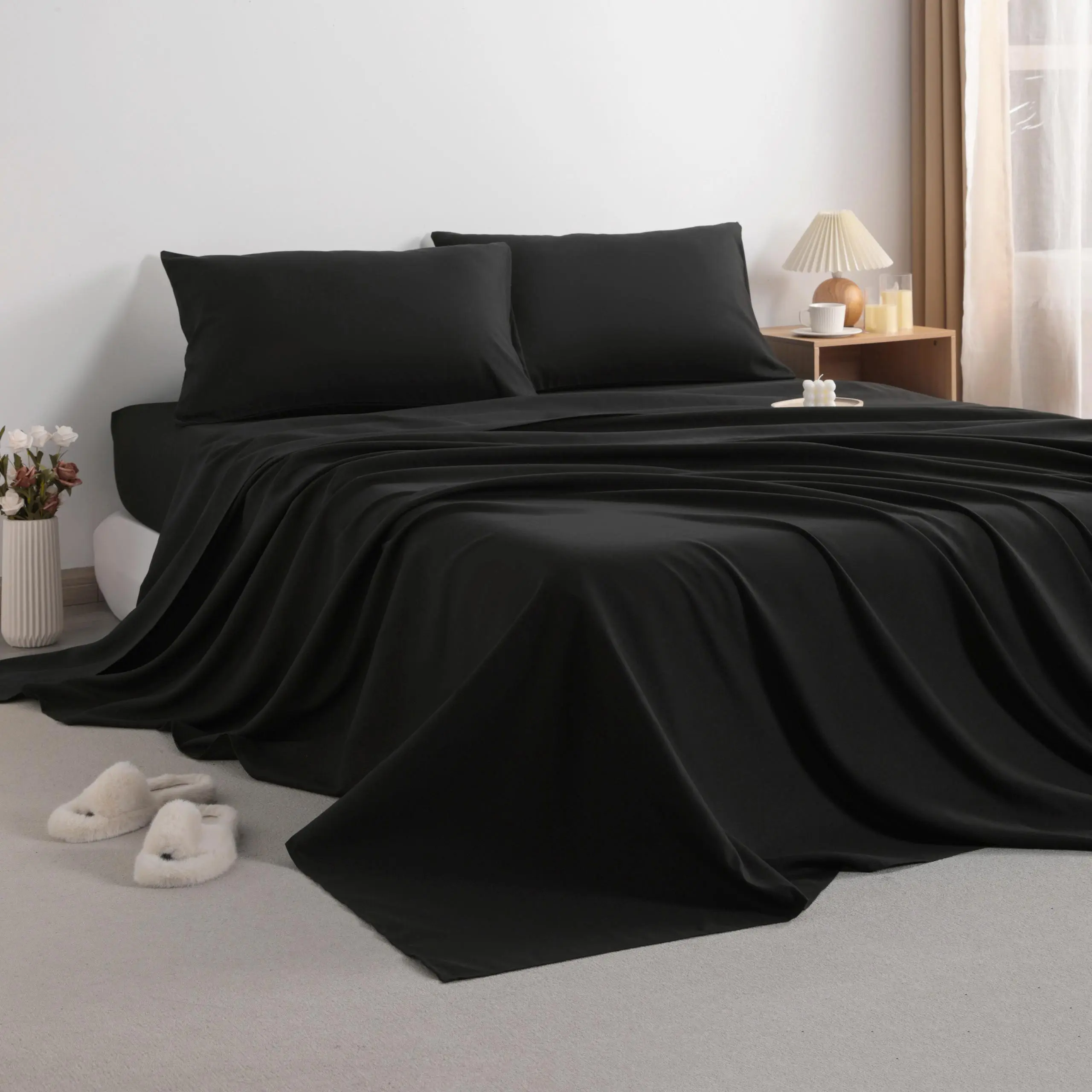 [Back To School]NTBAY Soft Sheet Set - 4 Pieces Ultra Soft Boho Bedding, Machine Washable, with Sheets, Pillowcases & Shams, Fits Mattresses, Christmas Gifts