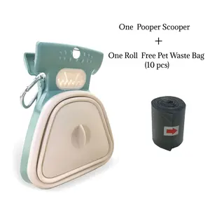 Pooper Scooper, Portable and Handheld Size for Walking Large and Small Dogs Outside Yard or Travel Outdoors, Pup Poop Scoop with Container