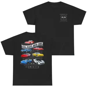 Corvette Still Plays With Cars 2 Sided T-Shirt, Car Fan Shirt, Motorsports Themed Apparel, Sport Car Tee For Enthusiasts