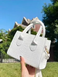 Lightweight Business Casual Crocodile Embossed Square Hand Shoulder Bag, Ideal for Teen Girls, Women, College Students, Office, Work, Travel