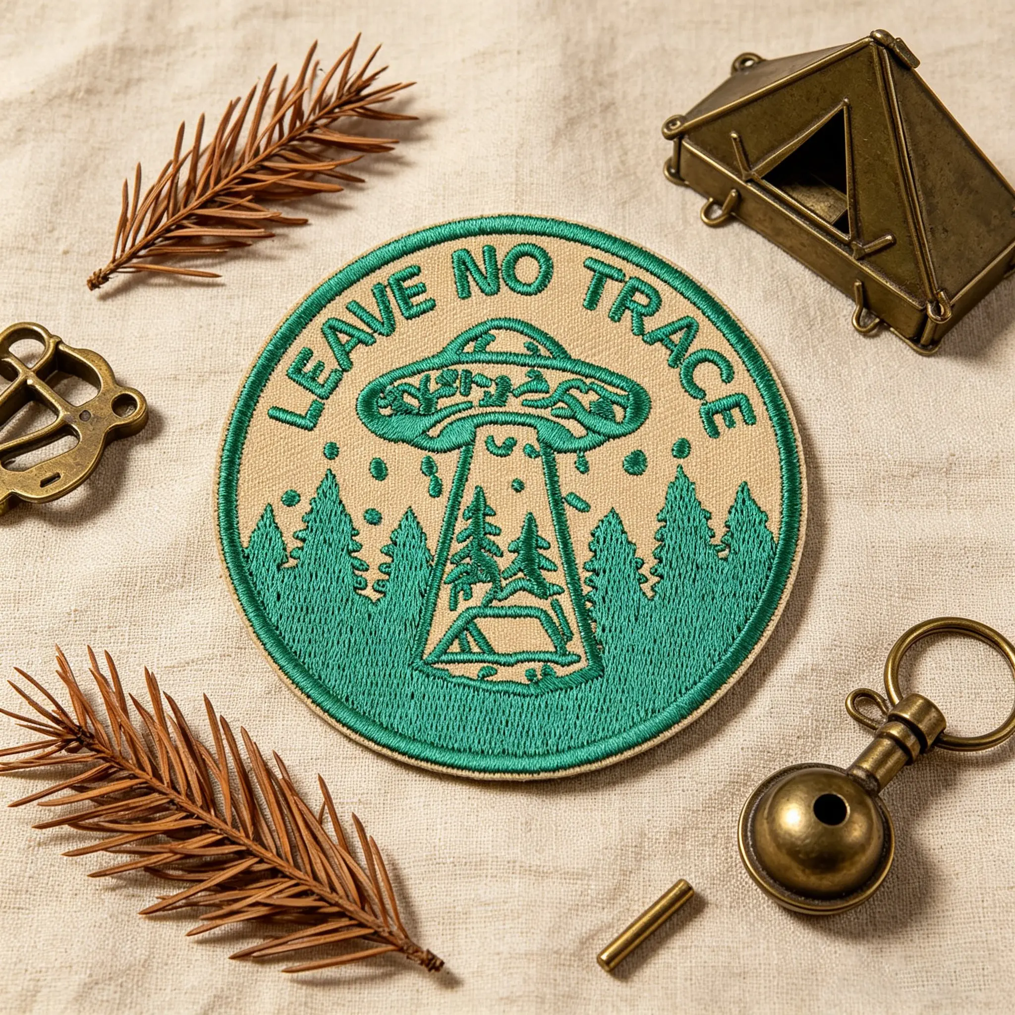Leave No Trace Alien Embroidery Patch, Embroidery Craft, Adhesive Iron-On, Suitable for Clothes Jackets Hats Accessories, 1 Piece, Embroidered Patches, Easy Application