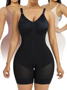 Shapewear for Women Tummy Control Bodysuits Zip-Up Women Faja Body Shaper Comfortable Fit Butt Lifter Shaper with Zipper Tummy Control Bodysuits Crotch Detachable Shoulder Strap Ultra Stretch Fabric Customizable Fit Zip-Up Comfort Breathable