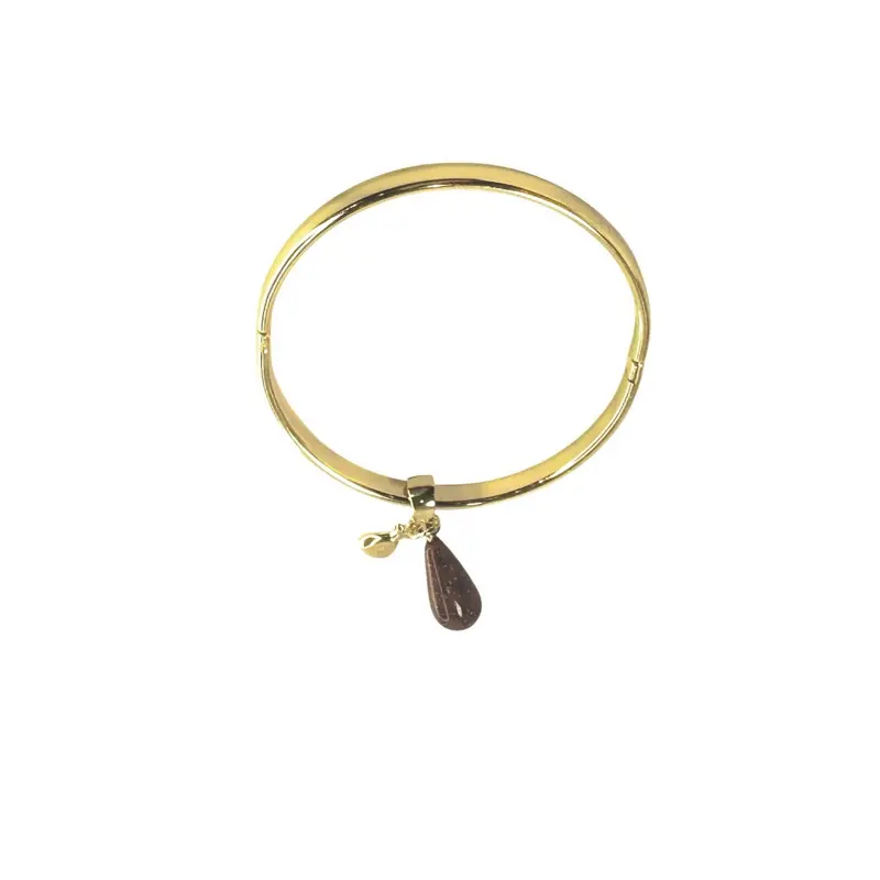 Elegant Aventurina Bangle with Gold Plated Drop Charm 7mm Wide 4mm High Modern and Luminous Green Stone Accessory