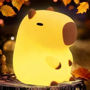 Capybara Cute Night Light, Squishy Capybara Lamp Fun Gift, Rechargeable Dimmable Silicone Touch Nightlight For Kid, College White Elephant Gifts, Capibara Stuff Toy, Baby Nursery LED Décor