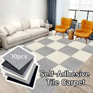 10pcs Self-Adhesive Tile Carpet, Square Long Peel-And-Stick Commercial Carpet, Floor Tile With PVC Backing, Anti-Slip Mat, Home Carpet Tile Decoration, Ideal For Living Room, Bedroom, Laundry Area, Home Decor, Measuring 30.0Cm X 30.0Cm