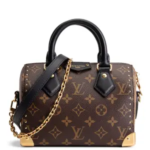 Pre-owned Louis Vuitton Monogram Reverse coated canvas with black leather trim Crossbody Bags Speedy Trunk 20 Reverse Monogram