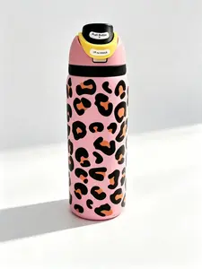 Owala 32 oz Pink Leopard Stainless Steel Water Bottle - Wild Heart Edition, Summer 2026, Flip-top Straw Lid Design, Everyday Use Cupware, Washable, Reusable Water Bottle · · · ··