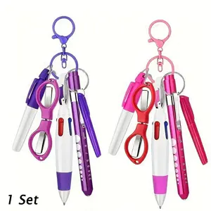 Nurse Pen Set, 1 or 2 Sets (6 Counts/set) Including Ballpen Set, Retractable Mini Ballpoint Pen, Permanent Marker, Highlighter and Foldable Scissors, Ideal for Work & Hospital, College Student Pen, Student Office