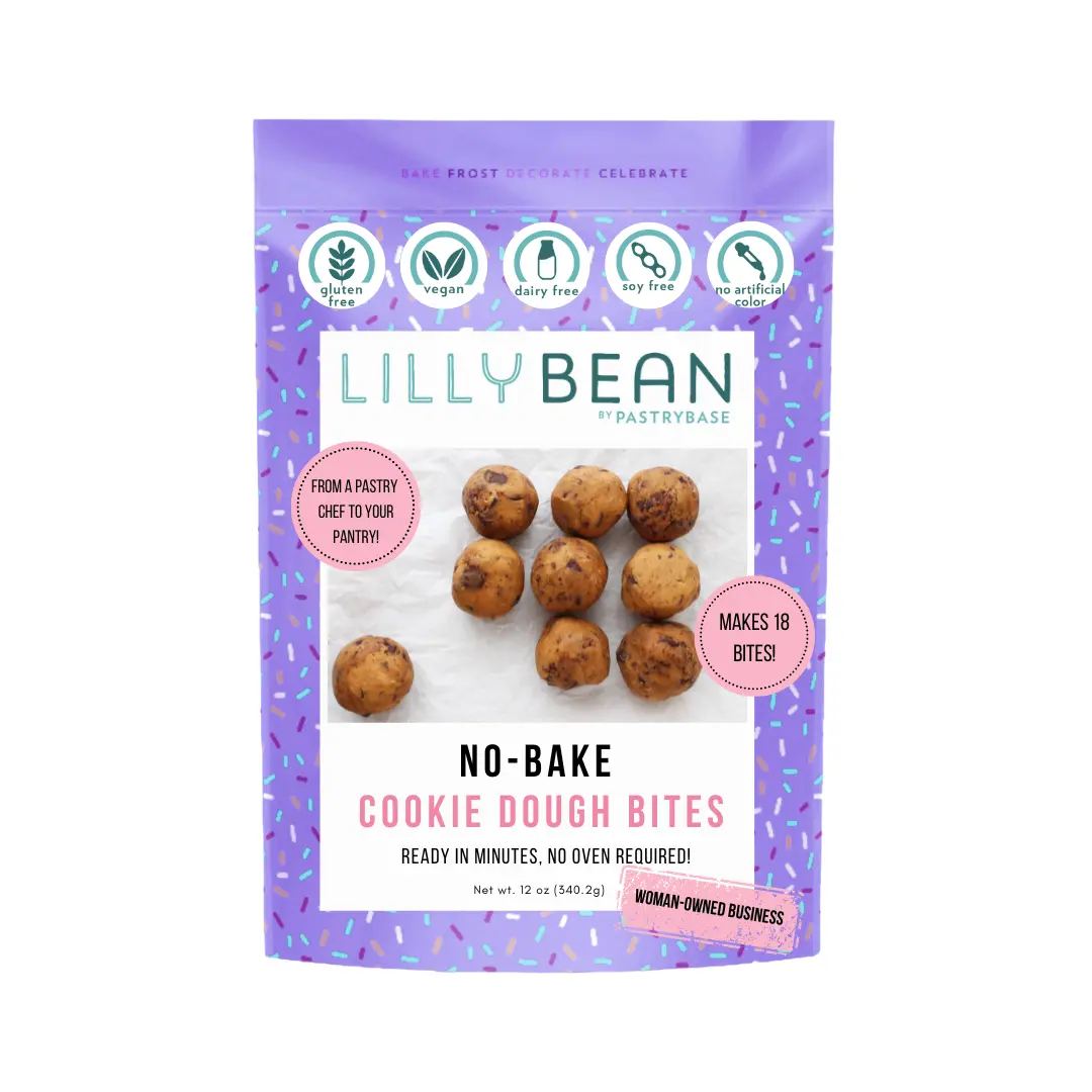 LillyBean No-Bake Cookie Dough Bites. Vegan, Gluten Free, Top 9 Allergen Free, Dairy Free