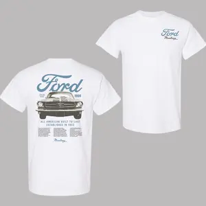 Ford Mustang Built To Last T-Shirt, 2-Sided Cotton Short Sleeve Tee, Classic Muscle Car Shirt for Enthusiasts, Casual Streetwear for Men Women, Vintage Graphic Tee Trending Car Lover Shirt