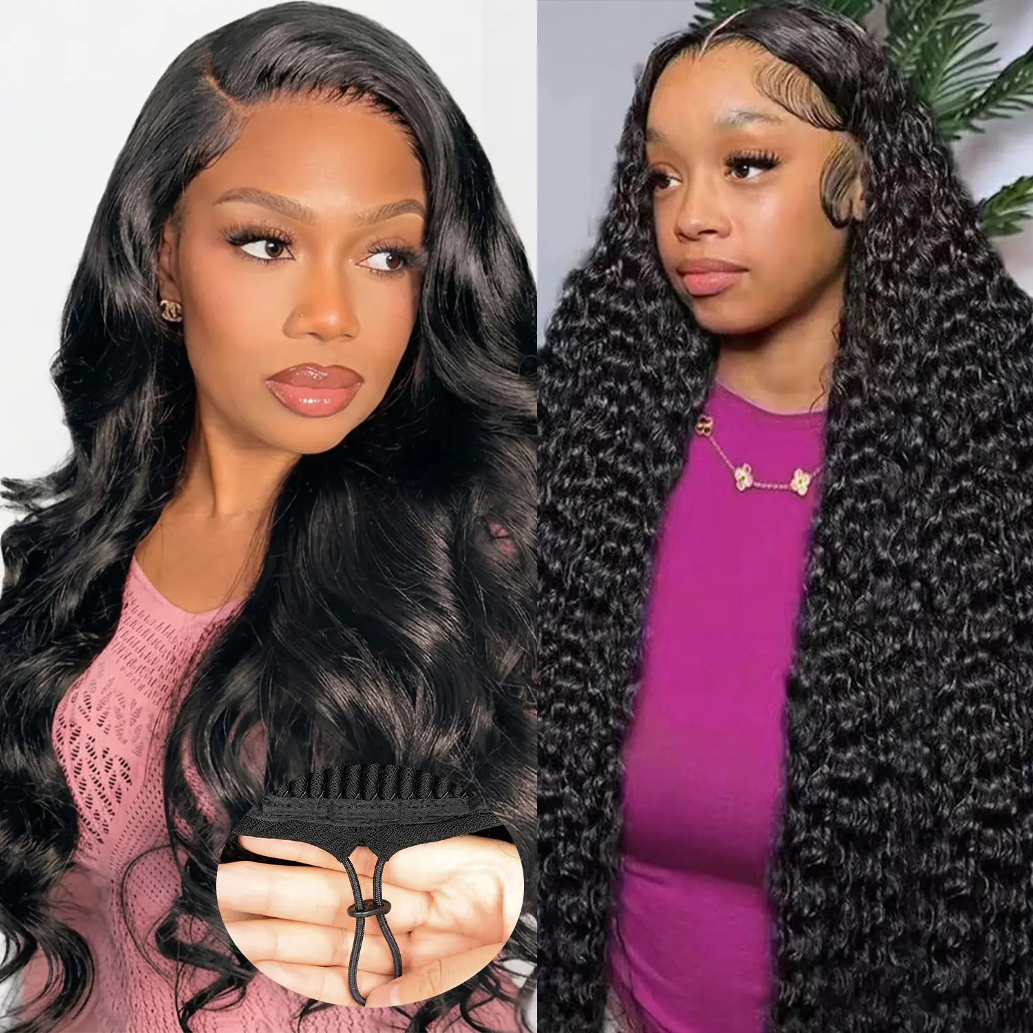 [Combo sale Drawstring Wigs Body 24"&30"] Two wig" 24 Inch 13x4 Body Wave Drawstring Hair Wigs +18-30 Inch Straight/Body/Deep Human Hair Hair Pre Plucked HD Transparent Lace FrontalHuman Hair Wigs 180% Density With Baby Hair