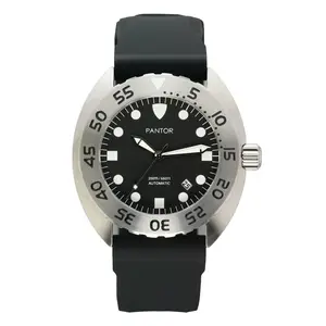 PANTOR Nautilus Dive Watch - 200m Automatic Watches for Men with Rubber Strap_45mm mens diver watches (Steel)