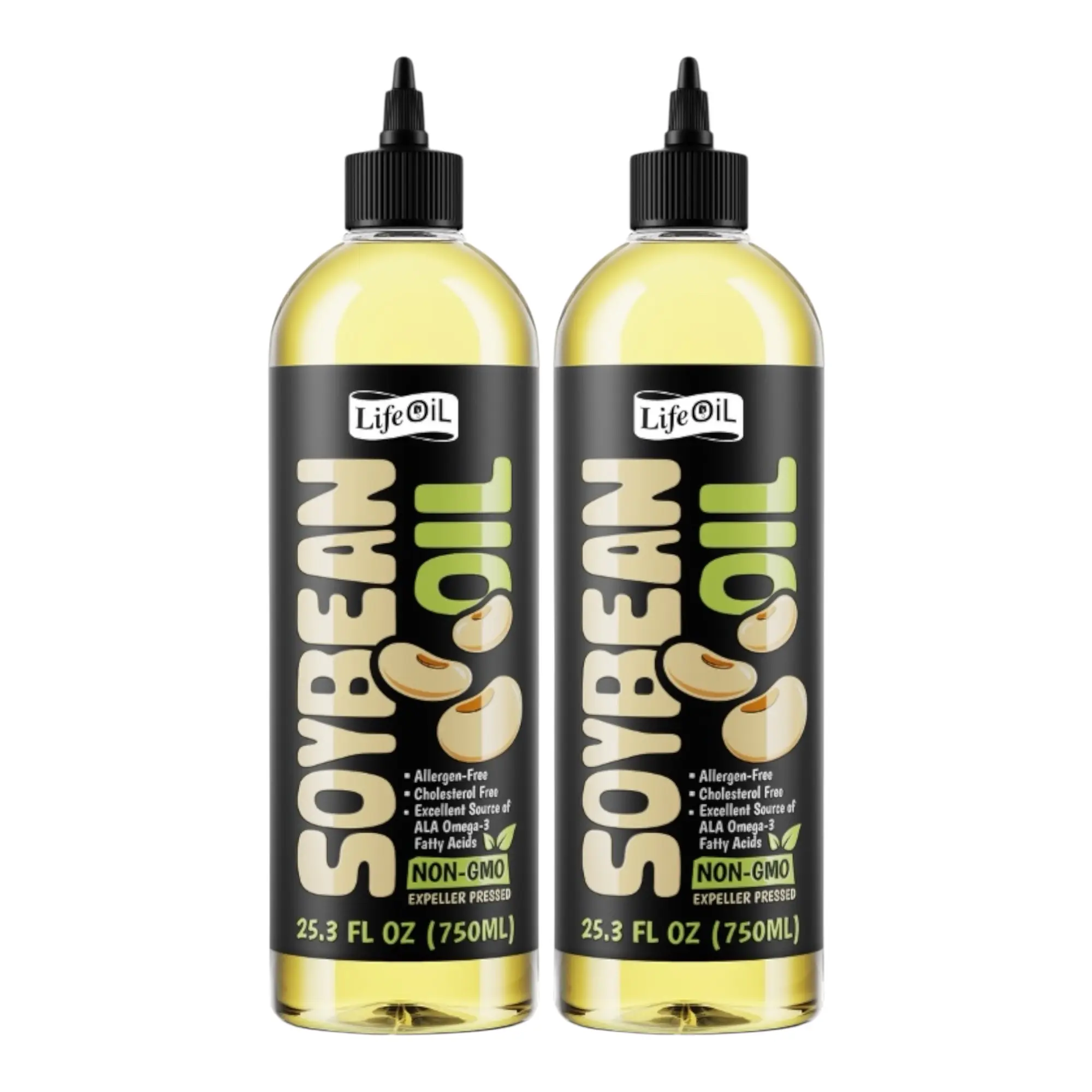 LifeOiL Non-GMO Expeller-Pressed Soybean Oil, 2 Pack (25.3 fl oz Bottles)