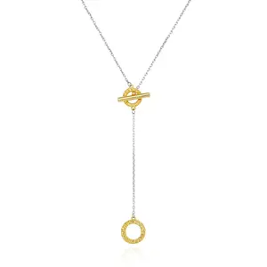 MYTYS Vertical Drop Necklace for Women Long Chain with Round Ring Pendant T Bar Detail Enhances Neckline Perfect for Dresses Sweaters and V Neck Outfits