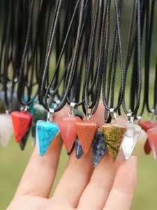 40-Piece Set Multi-Color Conical Pendants Necklace Jewelry with PU Rope, Adjustable Cord for Men and Women, Boho Style