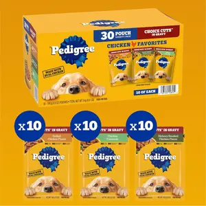 Pedigree Choice Cuts in Gravy Adult Soft Wet Dog Food 30-Count Variety Pack, 3.5 oz. Pouches