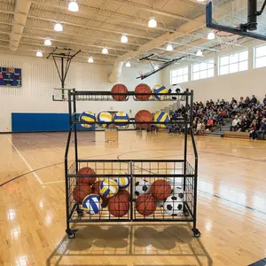 Garage Storage Organizer for Sports Equipment, Rolling Ball Cart with Wheels for Sports Gear and Toys, Indoor/Outdoor Use