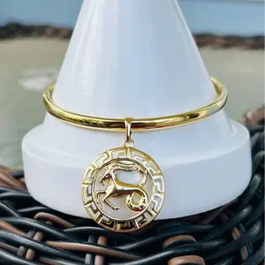 Zodiacal Open Bracelet, 14k Gold-Plated Fashion Accessory 7”