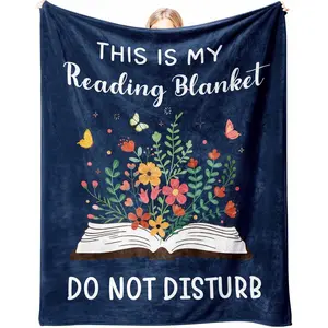 Book Lovers Gifts for Women Men, Flannel Soft Book Reading Blanket Decor, Reader Gifts for Birthday, Reading Accessories, Bookish Bookworm Gift - Purple