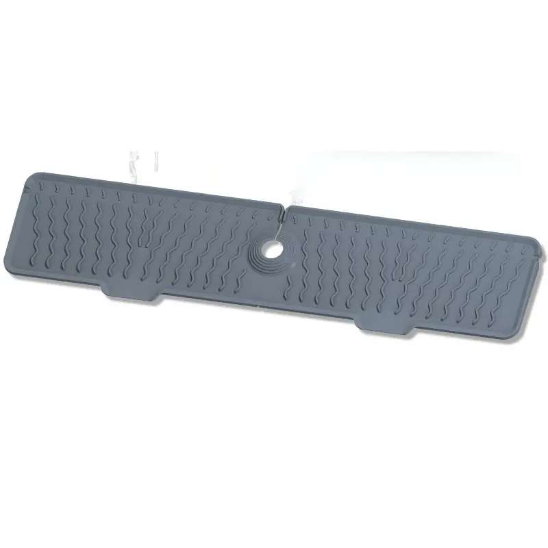 Wave Pattern Sink Non-Slip Mat, Incline Design Easy Drainage Heat Resistant Foldable Water Splash Proof Water Splash Guard, Bathroom Kitchen Counter Protection Sponge Rack