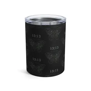 Black Tumbler 10oz, Angel Number 1313 Face Your Fears, Numerology Gift, Positive Energy Cup, Manifestation Gift, Law of Attraction Gift