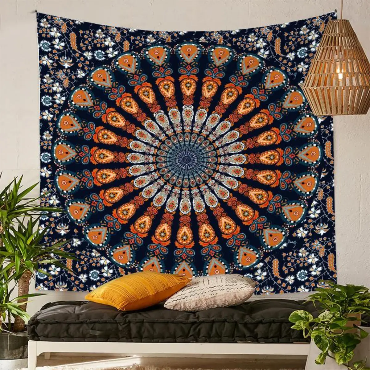 Boho Style Peacock Mandala Pattern Tapestry, Wall Hanging Tapestry For Living Room Bedroom College Dorm Home Decor, Decorations for Home father's day gifts,gifts boyfriend,gifts for girl adults,gifts under 100 dollars,cheap stuff Tree Decorative trippy ro