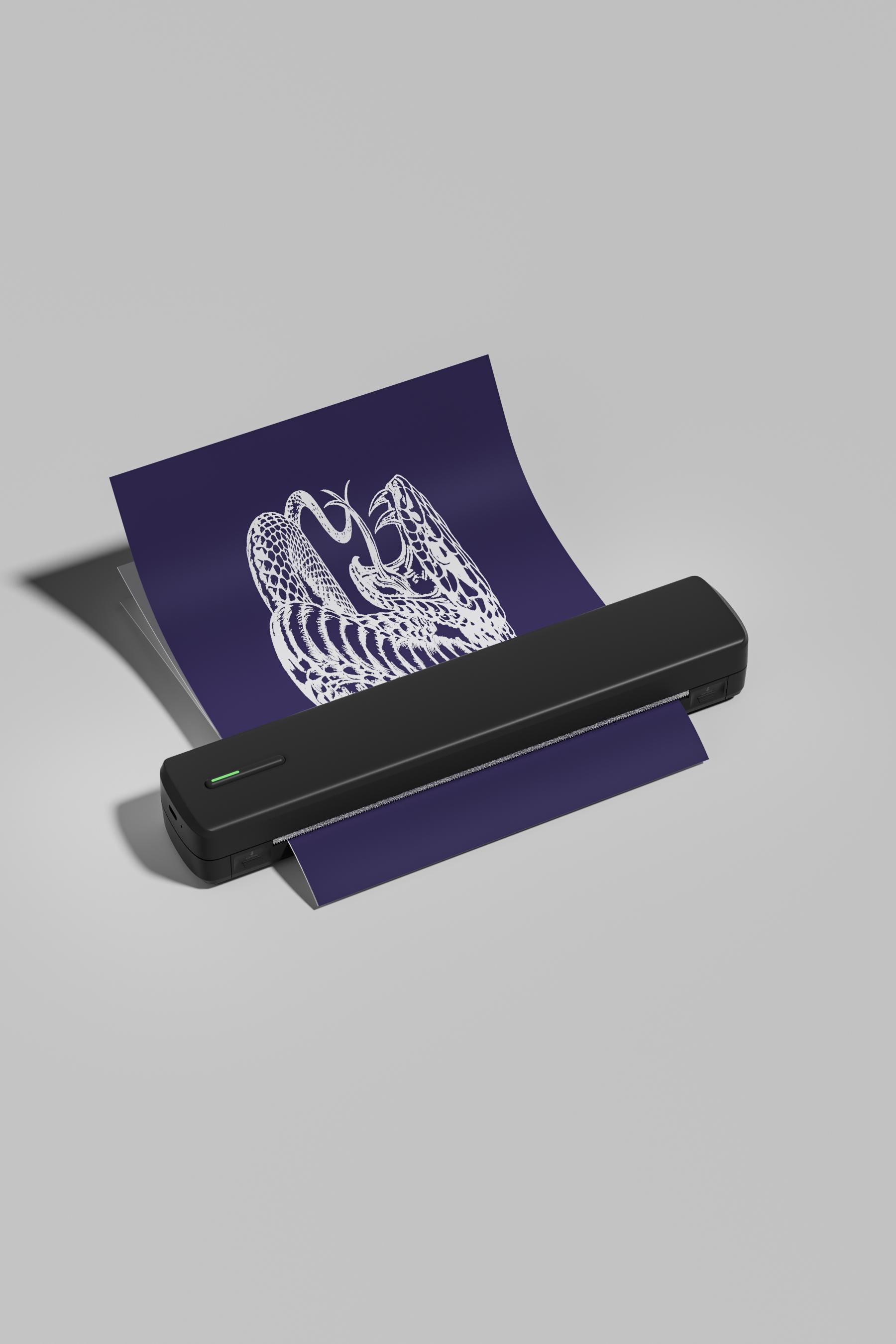 Tattoo Template Printer Thermal Printer DIY Tattoo, Wireless Mini Tattoo Transfer Printer, Compatible With Smartphones And IOS, Comes With 5 A4 Tattoo Papers, 5 Printing Papers, Perfect Holiday Gift