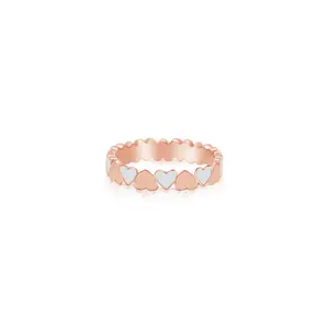 White Hearts Enamel Rose Gold Plated Girl's Rings Earth2Jane