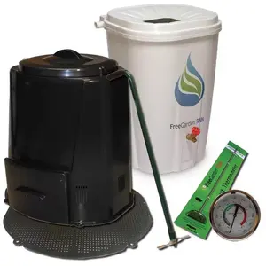 Rain Barrel Compost Bin with Base and Accessories Combo