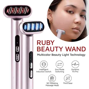 [RUBY VIBE CO] Ruby Beauty Wand Dual-Mode Skincare & Beauty Stick with LED Light Modes Warming & Vibration for Face Lifting and Dermaplaning Facelift Wrinkle Reducer