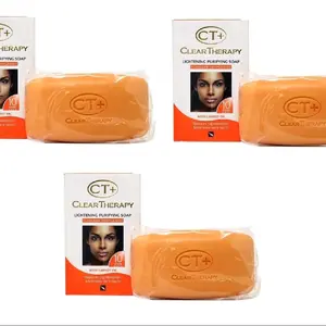 CT Plus Clear Therapy Lightening Purifying Soap with Carrot Oil 3 Pcs Body Soap for Radiant Skin