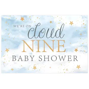 1Set On Cloud 9 Baby Shower Decorations 5 x 3ft Cloud Nine Baby Shower Backdrop Photography Background for Gender Neutral Party Supplies