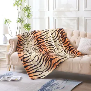 Tiger Stripe Print Throw Blanket, Decorative Fleece Throw, Zebra-Stripe Blanket, Tiger Blanket for Travel Lap, Housewarming Gift
