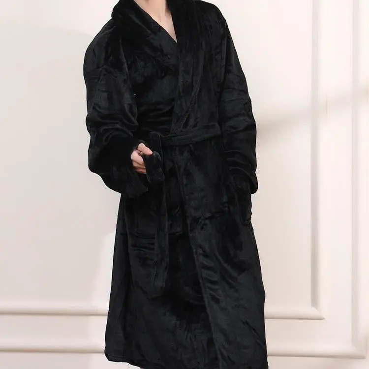 ElegantComfortMenShawlCollarVelvetFleeceLongBathrobe ElegantComfortMenShawlCollarVelvetFleeceLongBathrobe