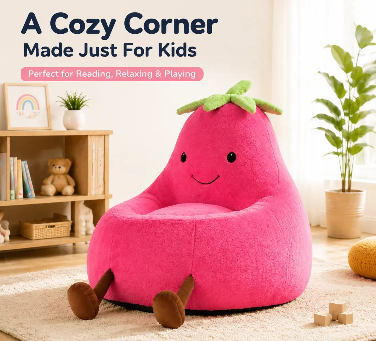 Sweetcrispy 31 in & 24 in Kids Memory Foam Bean Bag Chair - Ultra Soft Floor Sofa Furniture with Detach Wash Cover, Toddler Chair, Living Room/Playroom Essential, Cool Kids Gift