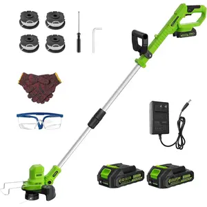 20V Cordless String Trimmer & Edger, 12-Inch   Weed Eater with Auto Line Feed, 2 x 2.0Ah  & 4 Spools, Lightweight Telescopic Weed Whacker for Yard Care