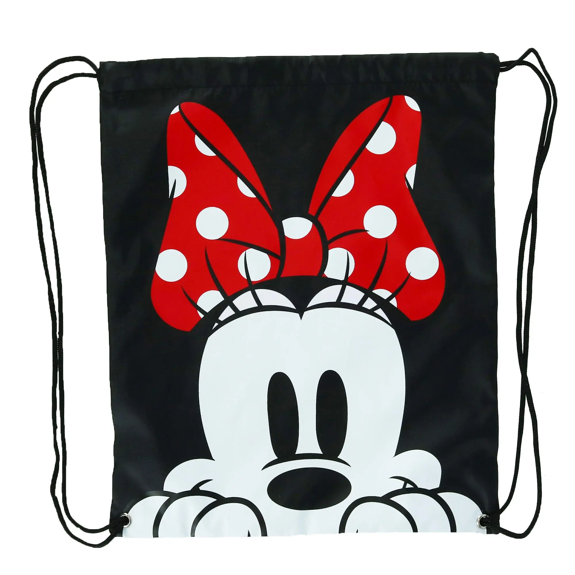 Disney Minnie Mouse Classic Face Print Drawstring Backpack, Lightweight Daily Bag for Parks & Vacations, Easy To Carry, Lightweight Daily Backpack, Casual Backpack