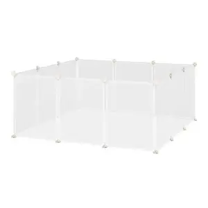 Pet Playpen DIY Small Animal Cage Open Enclosure Portable Plastic Fence Panels for Bunny Chinchilla Guinea Pig White x